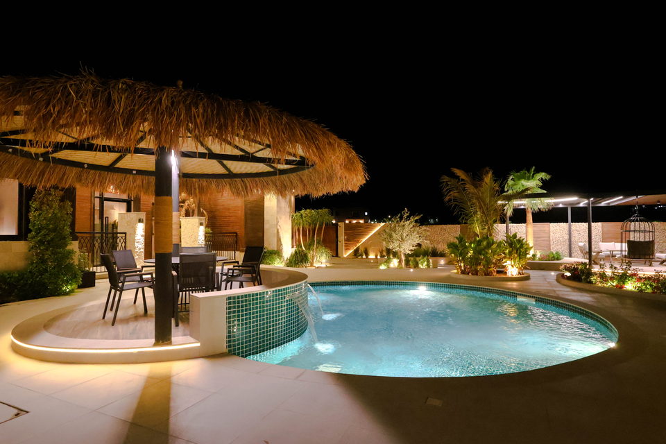 A22 landscape project by Vida Landscapes, Masfout — at night view 9