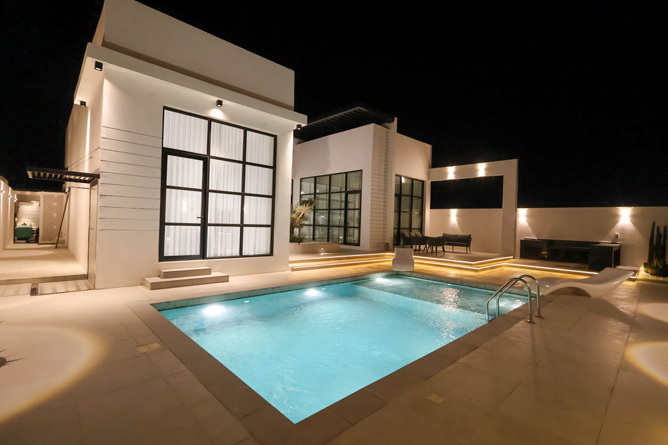 A23 landscape project by Vida Landscapes, Masfout, Ajman — at night view 8