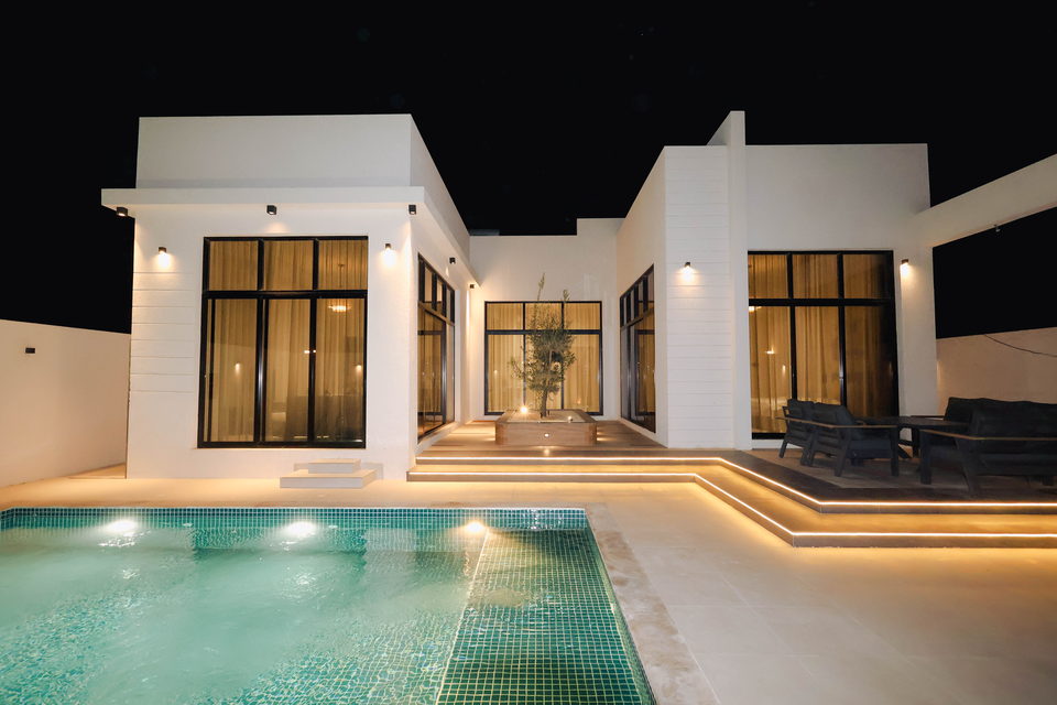 A29 landscape project by Vida Landscapes, Ajman — at night view 3