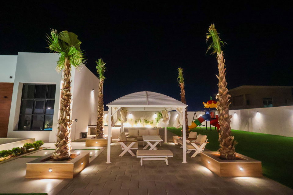 A37 landscape project by Vida Landscapes, Ajman — at night view 7